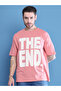 Men Pink Graphic Print Oversized T-Shirt