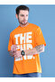 Men Orange Graphic Print Oversized T-Shirt