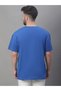 Men Oversized Blue Cotton Crew Neck T-Shirt - 2