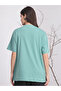 Women Teal Oversized Slogan Print T-Shirt - 2