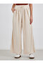 Women Cream Corduroy Wide Leg Trousers - 2