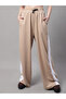 Beige Wide Leg Joggers with Side Stripe