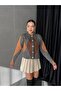 Women's Coffee Baklava Patterned Cardigan - 3