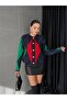 Women's Green Argyle Patterned Cardigan - 2
