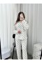 Black Bow Patterned Ecru Waffle Premium Pajama Set - 2