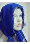 Handcrafted Needle Embroidered Prayer Cover Dowry Cover Mevlit Headscarf Crepe Fabric 145X75 cm - 8