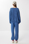 Embossed Slogan Knitted Top and Bottom Set Lrg0042 Indigo Blue - 8