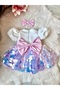 White Pink Belt Girl Birthday Special Occasion Dress Evening Dress - 2