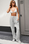 Gray Premium Quality Loose Leg Women's Trousers with Adjustable Waistband and Striped Pockets - 7