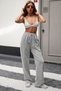 Women's Gray Premium Quality Adjustable Waist Striped Loose Leg Sweatpants with Pockets - 6