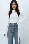 Women's White Turtleneck Sandy Blouse with Waist Tie Detail Alc-X14394 - 3