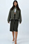 Olive Green Soft Textured Bomber Jacket with Double Pockets and Fleece Inside Alc-X14412 - 2