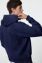 Lacivert Oversize/Geniş Kesim Sırtı Nakış Detaylı Kapüşonlu Sweatshirt TMNAW25SW00142