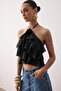 Black Flounced Rose Detailed Bustier Tpraw26Bs00000