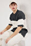 Antrasit Oversize/Geniş Kesim Renk Bloklu Dokulu T-Shirt TMNSS25TS00065 - 8