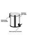 3 Liter Trash Can Metal with Stainless Steel Pedal Garbage Bin Toilet Bathroom Balcony Kitchen - 3