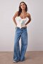 Ekru Askılı Fırfırlı Fitted/Vücuda Oturan Örme Bluz TWOSS25BZ00601 - 2