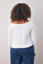 Siyah-Beyaz 2'li Paket %100 Pamuk Asimetrik Kayık Yaka Crop Örme T-Shirt TBBAW26BF00001 - 3