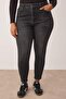 Gri Yüksek Bel Esnek Skinny Denim Büyük Beden Jeans TBBAW26CJ00006 - 3