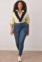 More Sustainable Lacivert Yüksek Bel Esnek Büyük Beden Skinny Jeans TBBAW24CJ00048