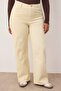 Ekru Yüksek Bel Geniş Paça Büyük Beden Wide Leg Jeans TBBAW26CJ00003 - 4