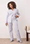 Lila %100 Pamuklu Çizgili Gömlek-Pantolon Örme Pijama Takımı TBBAW26AI00017 - 2