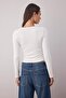 Ekru Önü Full Çıtçıtlı Fitted/Vücuda Oturan Örme Bluz TWOAW26BZ00193 - 4