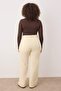 Ekru Yüksek Bel Geniş Paça Büyük Beden Wide Leg Jeans TBBAW26CJ00003 - 5