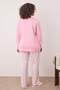Pembe %100 Pamuklu Çizgili Örme Büyük Beden Pijama Takımı TBBAW26AI00014 - 4