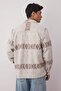 Ekru Unisex Regular Fit Çift Cep Kapaklı Etnik Kışlık Oduncu Ceket Gömlek TMNAW23GO00119 - 4