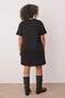 Black Single Jersey Stitching Detail Knitted Plus Size T-Shirt Dress Tbbss25Ah00246 - 4