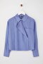 Blue-Multicolored Jacket Collar Oversize Striped Woven Shirt TWOAW26GO00020 - 5