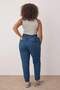 Mavi Yüksek Bel Beli Lastikli %100 Non-Stretch Pamuk Büyük Beden Mom Jeans TBBAW23JE00002 - 4
