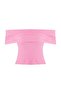 Pembe Dokulu Karmen Yaka Vücuda Oturan Crop Esnek Örme Bluz TWOSS25BZ00602 - 5