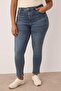 Mavi Yüksek Bel Esnek/Stretch Büyük Beden Skinny Jeans TBBAW23JE00003 - 3