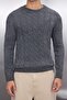Antrasit Slim Fit Bisiklet Yaka Saç Örgü Triko Kazak TMNAW25KZ00012 - 3