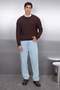 Kahverengi Casual Unisex Regular Fit Bisiklet Yaka Yünlü Saç Örgü Triko Kazak TMNAW22KZ2059