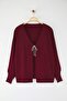 Bordo Fiyonk/Kurdele Detaylı Triko Hırka TBBAW26AV00011 - 5