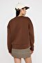 Kahverengi Oversize/Geniş Kalıp V yaka Full Düğme Kapama Kalın Esnek Örme Sweatshirt TWOAW26SW00013 - 4