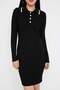 Teen Siyah Bodycone Polo Yaka Mini Triko Düz Mini Elbise TWOAW26EL00053 - 3