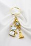 Handmade Daisy Cluster Blue Pearlescent Cute Kitten Keychain, Gift Keychain - 5