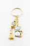 Handmade Daisy Cluster Blue Pearlescent Cute Kitten Keychain, Gift Keychain - 4