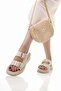 Women's Beige Double Buckle Wedge Heeled Sandals- - Madamemuko