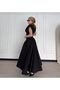 Square Collar Maxi Length Stone Detailed Pera Black Dress - 3