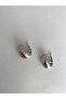 Xuping Streaked Curved Silver Hoop Earrings - 3