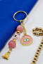 Candy Pink Flat Evil Eye Beaded Keychain with Eye Figure, Gift Keychain - 2