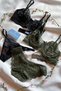 2-Piece Lace Bra Set Black and Khaki Green Brazilian Panty Women's Lingerie Set Ms220 - 4