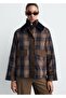 Contrast Collar Checked Parka