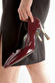 Women's Burgundy Patent Leather Stiletto Gold Plated Heels Stylish and Comfortable Stiletto 9 cm - 4