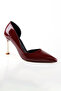 Women's Burgundy Patent Leather Stiletto Gold Plated Heels Stylish and Comfortable Stiletto 9 cm - 6